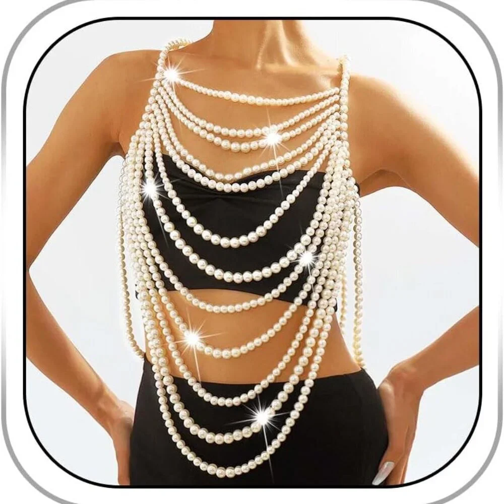 Pearl Body Chain Beaded Jewelry Festival Party Summer Beach Women - Picture 1 of 6
